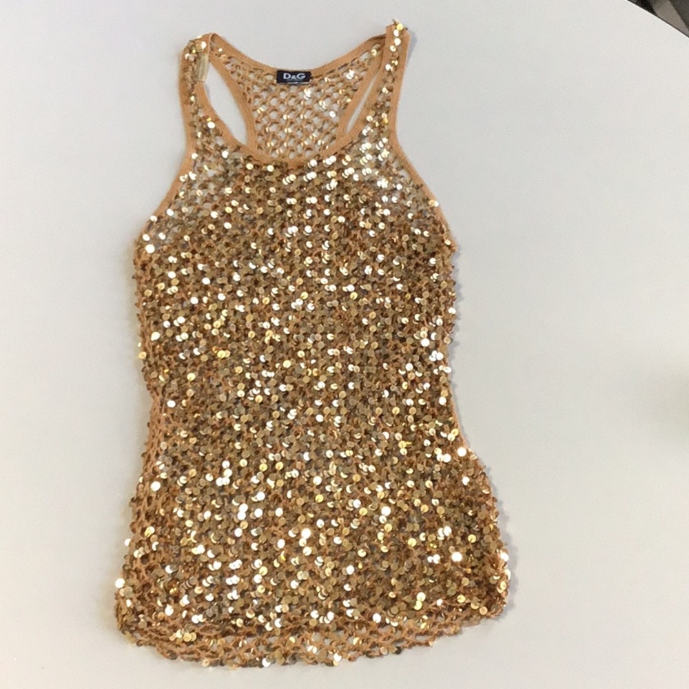 DOLCE & GABBANA GOLD SEQUIN TANK